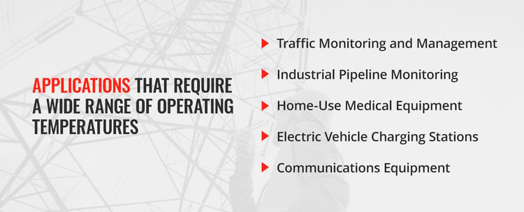 Applications that require a wide range of operating temperatures