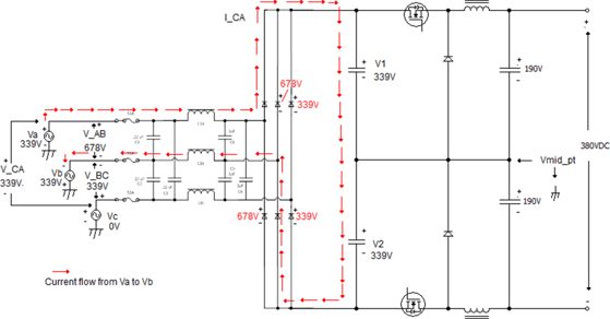 Circuit Annotated for Analysis at peak of V_AB Voltage