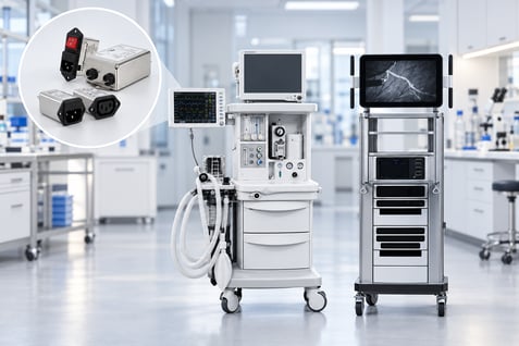 Two medical carts with EMI filters