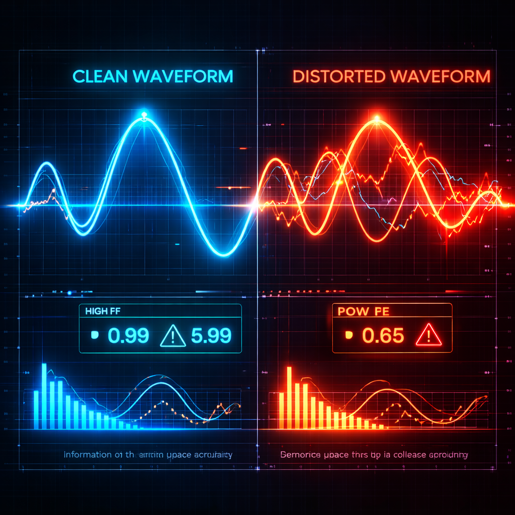 Oscilloscope waveform showing distorted vs clean sine wave